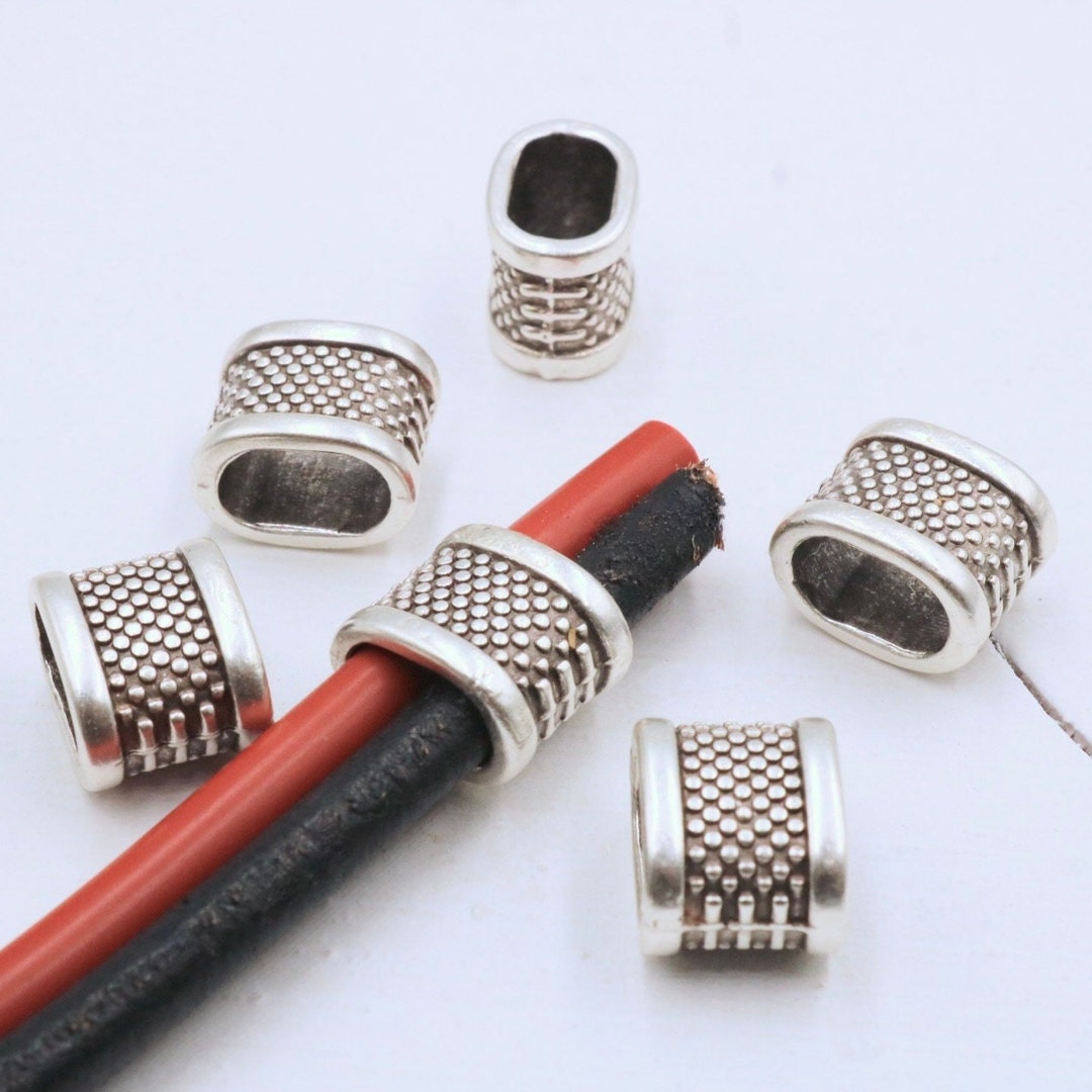 Dotted Zamak Beads, Large Hole Beads, Bracelet Components, Antique