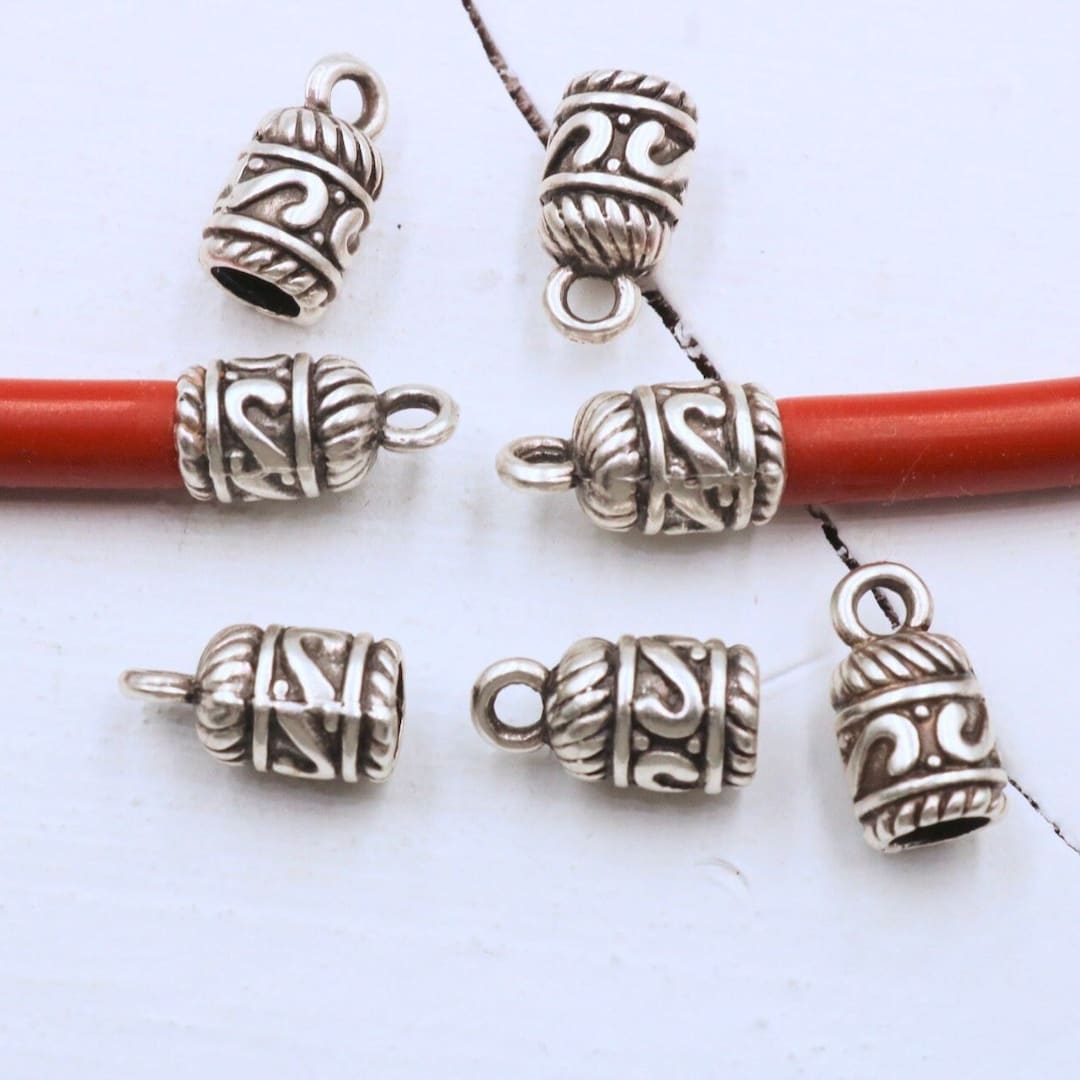 Leather Cord End Crimp Cap, Inner 4mm, Antique Silver Plated Bead Caps