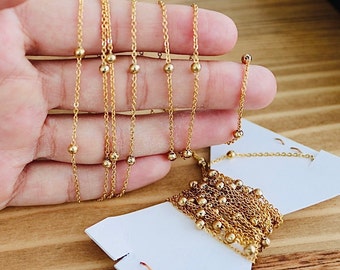 Gold Ball Chain: 24k Plated Beaded Jewelry Making Chain (1 Meter)