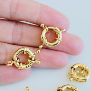 5 Shiny Gold Spring Clasps: 15mm DIY Jewelry Findings