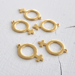 5 gold Feminist Symbol Venus, Gender symbol charm, Female Symbol Pendant, Shiny gold plated, woman charms, gift for Woman, Girl Power, ZU647