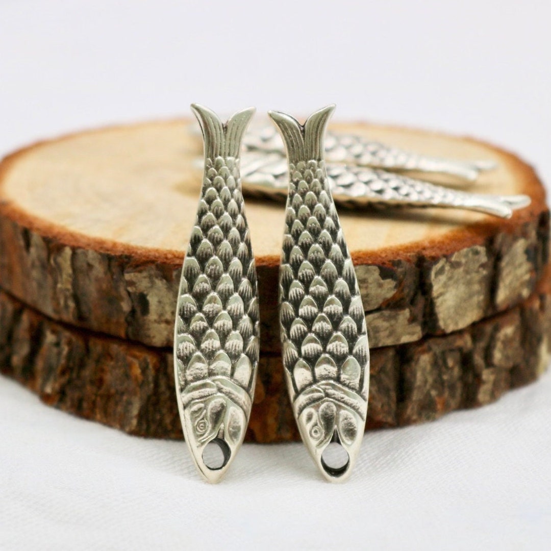 Cute Fish Charms Fish Charms Antique Silver Plated Large Etsy
