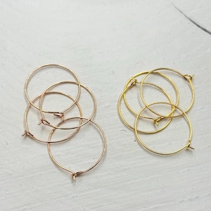 20 Round Earring Hoops, Hoop Ear Wires, Brass Hoop Earrings, Earring Components for Jewelry Making, Jewelry Findings for DIY Earring, ZU2004