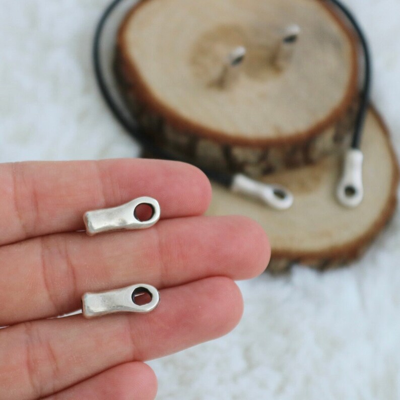 Antique Silver Cord End Caps Small Cord End Tips Leather Etsy