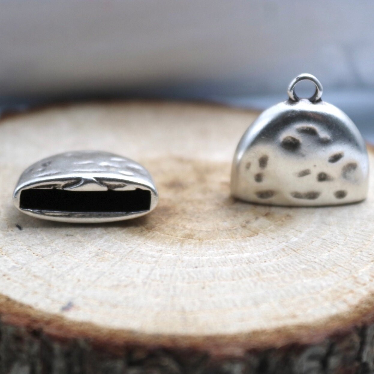 6 Flat Leather End Caps Cord End Crimp Cap Beads Cord Etsy