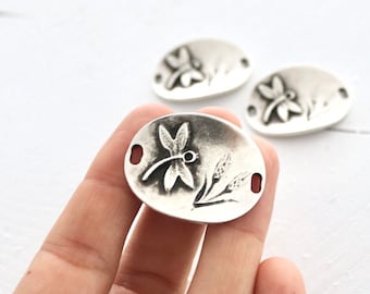 5 Antique Silver Dragonfly Connectors: Zamak Jewelry Making Findings