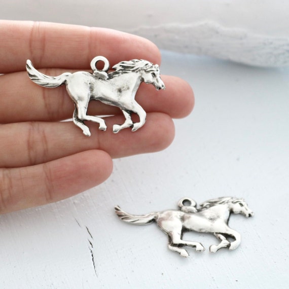 5 Horse Charms Pendants Horse Pendants for Bracelets Silver