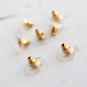 Earring Nuts, Gold Earring Backs With Pads, Bullet Backs, Rubber Earring Backs, Stud Posts, Rubber Earring Posts, Earring Findings, 10 Pcs