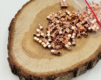 Mini Rose Gold Plated Brass Beads: 2mm Jewelry Spacer Beads, 200 Pcs