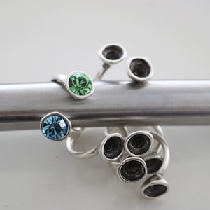 Adjustable Silver Ring Blank: 8mm Cabochon Bezel Setting