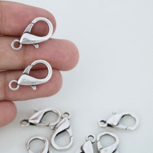 10 Antique Silver Lobster Clasps: 15x8mm Jewelry Closures