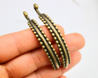 Dotted Hook Clasps: Antique Bronze Bracelet Finding, Jewelry Supplies (3 Pcs)