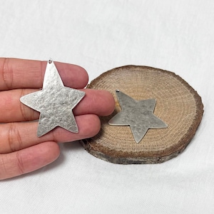 Antique Silver Plated Star Charms: Zamak Pendants (5 pc)