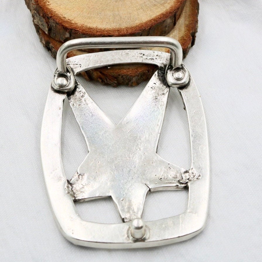 Silver Star Belt Buckle: Western Celestial Pewter Buckle  display picture 1