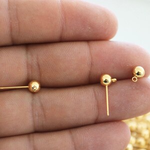 Gold Plated Earring Posts: Brass Stud Base, DIY Jewelry Findings (7mm, 10 Pairs)