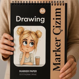 Sketchbook con pennarello effetto seta A4 – Carta liscia da 185 g/m² per pennarelli ad alcol, illustrazioni, fumetti e design di moda
