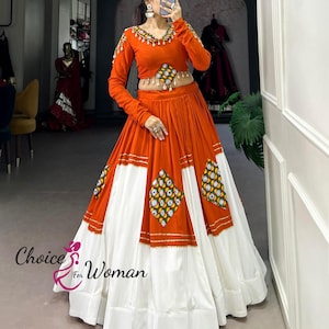 Rayon Navratri Lehenga Choli: Gamthi Patchwork Garba Outfit