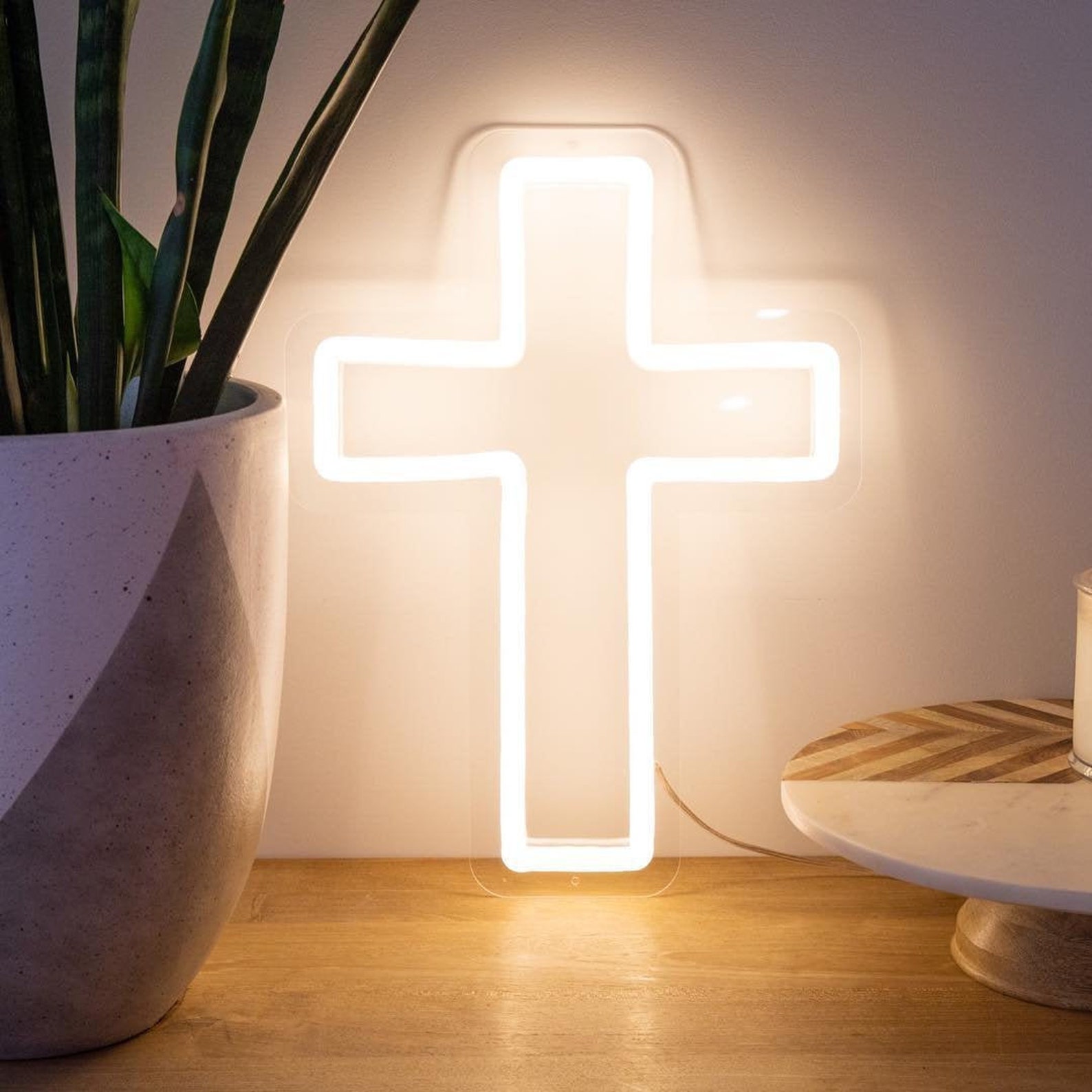 Cross Neon sign Jesus Neon sign Christianity Wall Art Neon Etsy