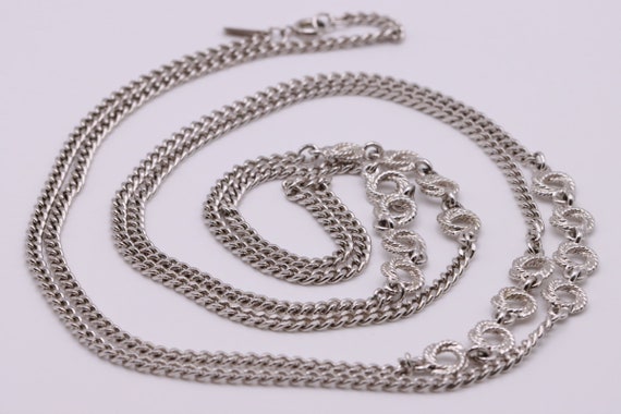 Monet Necklace Extra Long Silver Tone Ladies Neck… - image 2