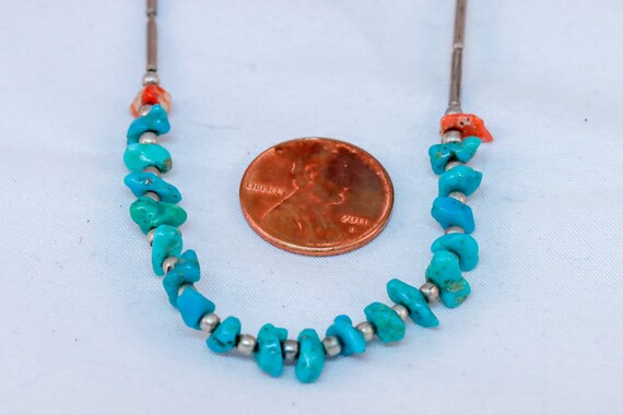 Vintage Silvertone Bead and Turquoise Dyed Howlit… - image 1
