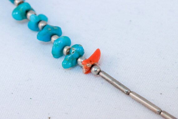 Vintage Silvertone Bead and Turquoise Dyed Howlit… - image 6