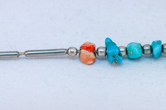 Vintage Silvertone Bead and Turquoise Dyed Howlit… - image 4