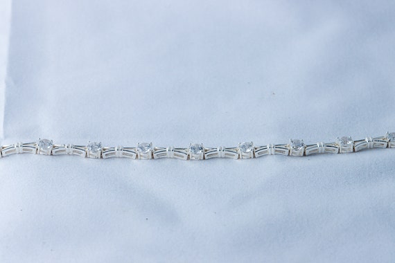 Vintage Roman 7 inch Silver Tone Rhinestone/Cryst… - image 2