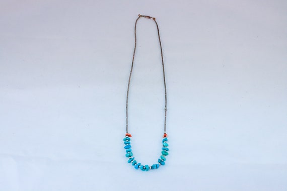 Vintage Silvertone Bead and Turquoise Dyed Howlit… - image 2