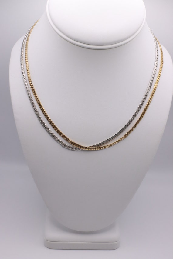 Avon Two Strand Necklace Casual Two Tone Herringbo