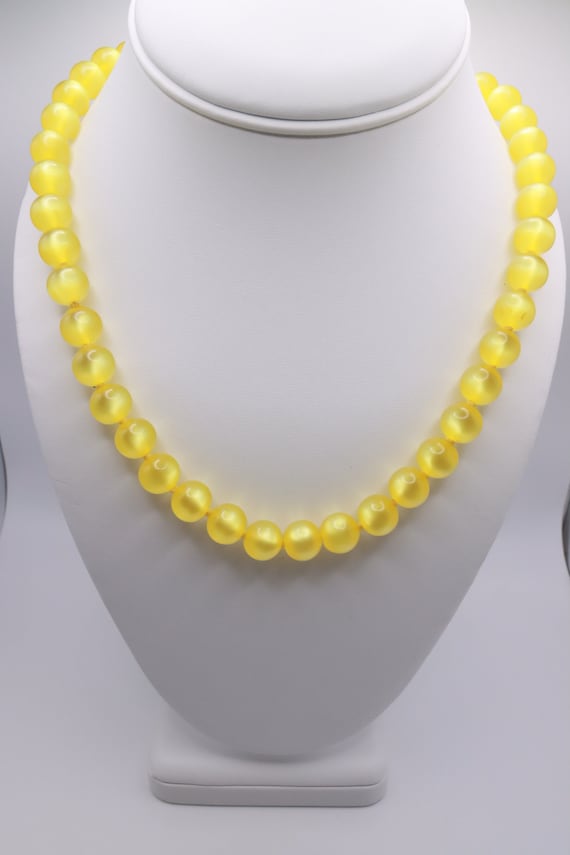 Bright Yellow Bead Necklace Unique Necklace Vintag
