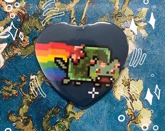 Zombie Nyan Cat Heart Shaped Button