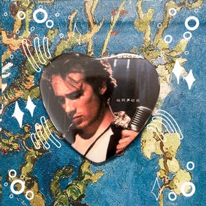 Vintage Jeff Buckley Heart Button: Handmade Music Tribute
