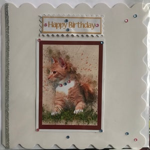 Beautiful Happy Birthday Card (Ginger kitten)