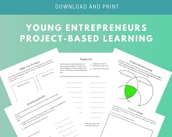 Werkboek jonge ondernemers - zakelijke les voor kinderen en tieners - afdrukbare activiteit interactief projectgebaseerd leren