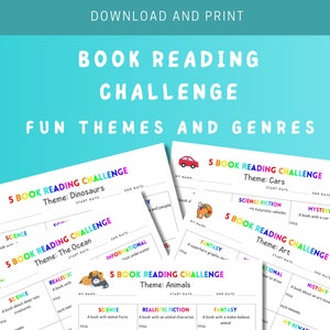 Registro de lectura imprimible para niños - Tabla de recompensas de lectura para niños - Rastreador de lectura digital para niños - Desafío de lectura por género