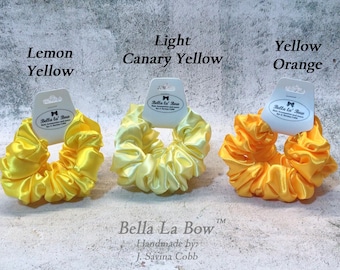 Set of 2 Large Satin Scrunchies Wrist Size Various Yellow Colors