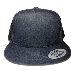 Blank Yupoong Adjustable Mesh Snapback Flat Bill Trucker Cap Hat