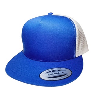 Blank Yupoong Adjustable Mesh Snapback Flat Bill Trucker Cap Hat