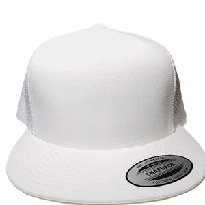Blank Yupoong Adjustable Mesh Snapback Flat Bill Trucker Cap Hat