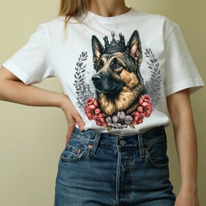 German Shepherd King Queen Shirt, Vintage German Shepherd tshirt, German Shepherd Wearing a crown tee shirt, Victorian German Shepherd gifts