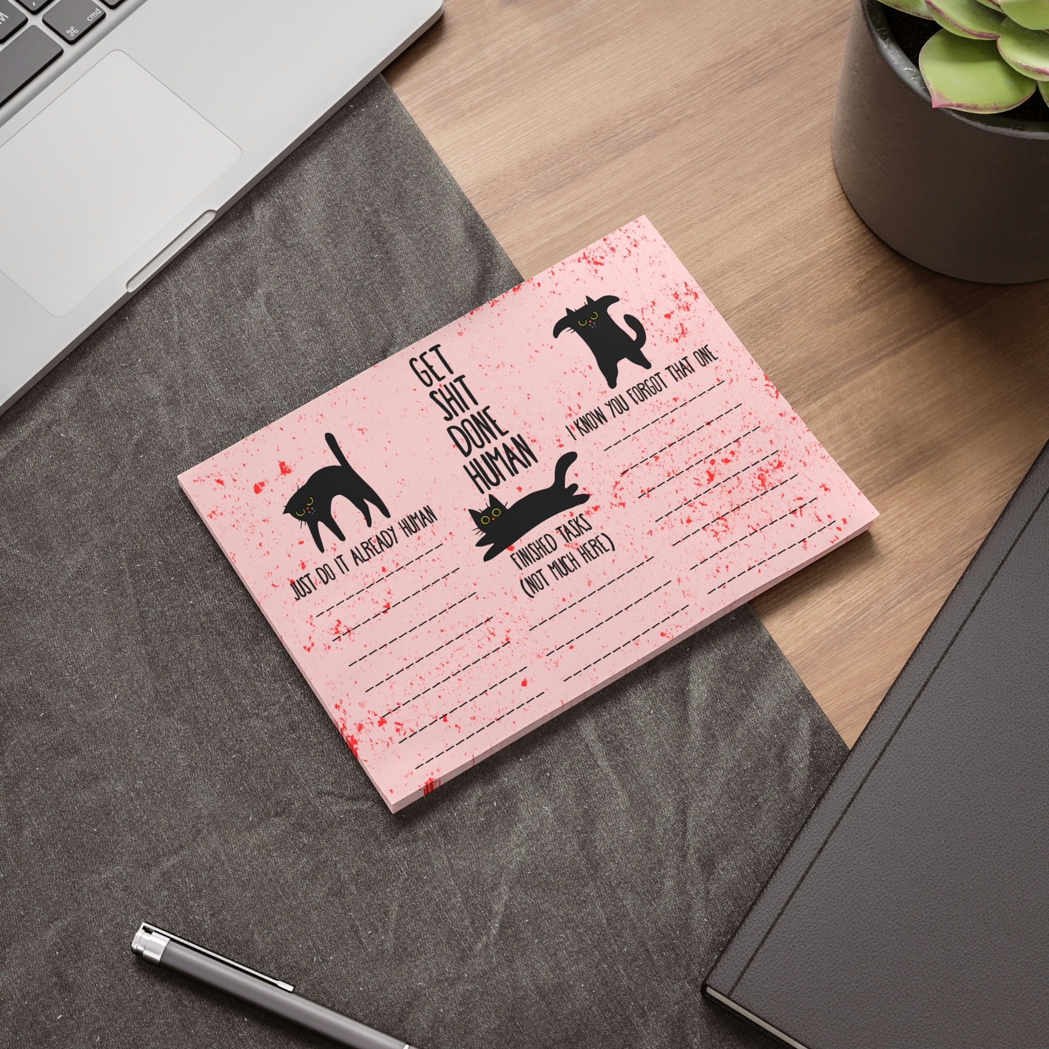 Sarcastic Black Cat to Do List Note Pads, Motivational to Do List, Cute