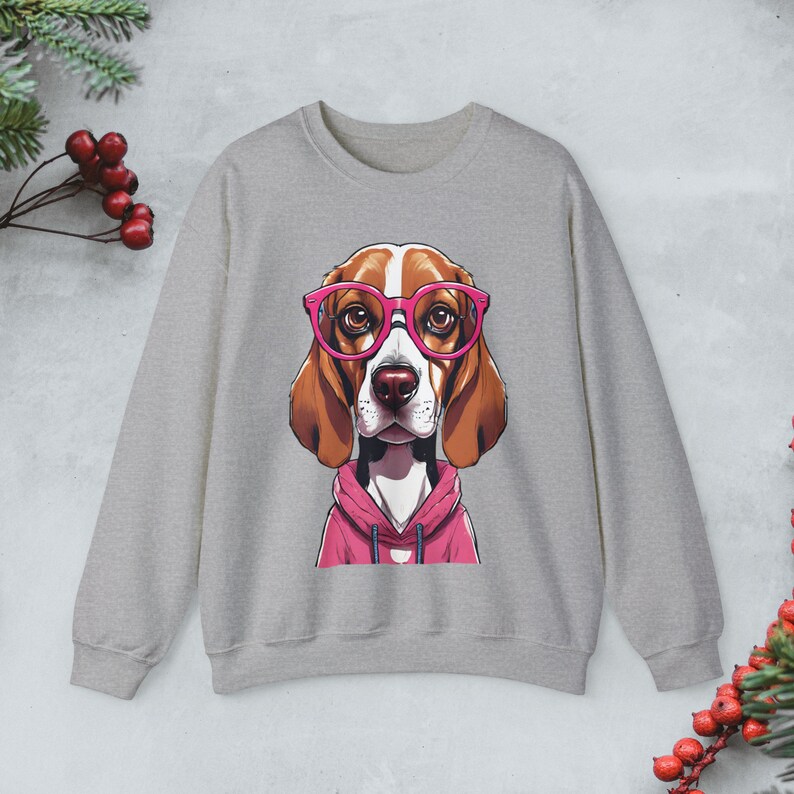 Nerdy Beagle Sweatshirt, Geeky Beagle Sweater, Cute Beagle Pullover
