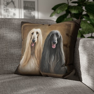 Funda de almohada cuadrada vintage de sabueso afgano, funda de almohada decorativa de arte de sabueso afgano, funda de cojín de sabueso afgano victoriano, decoración linda del hogar