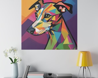 Abstract Greyhound Canvas, Greyhound portrait wall art, Whippet wall decor, Greyhound gifts, gift for Greyhound owner, Whippet wall art