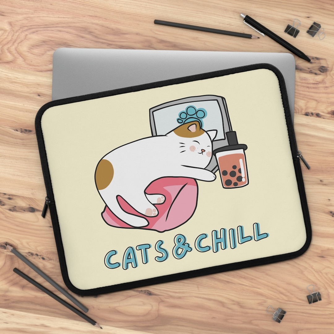 Cats and Chill Laptop Sleeve, Funny Cat Laptop Case, Cat Laptop Sleeve
