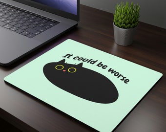 Funny Black cat Rectangular Mouse Pad, cute mouse pad, cat lover gift, desk accessories, office décor, desk décor, sarcastic cat desk mat