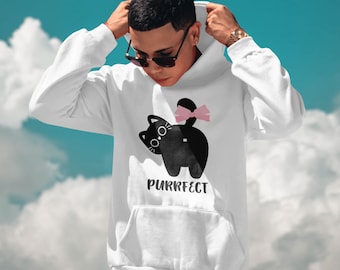 Funny cat Hooded Sweatshirt, Cute cat hoodie, kawaii cat hoodie, Black cat gifts, sarcasric cat hoodie preppy girly coquette cat butt hoodie