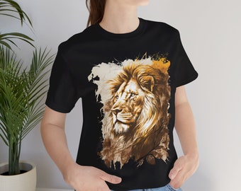 Löwe-Shirt, Tierhemd, Dschungeltier-T-Shirt, Löweaquarellhemd, Löwekopfhemd, Löwegeschenke, wild lebende Tiere Hemd, wildes Tierhemd