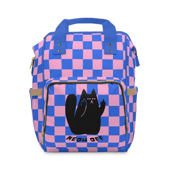 Checked Cat Middle Finger Large Capacity Student School Backpacks Funny Cat Laptop Backpack Multifunctional Diaper Backpack Back to School Etsy