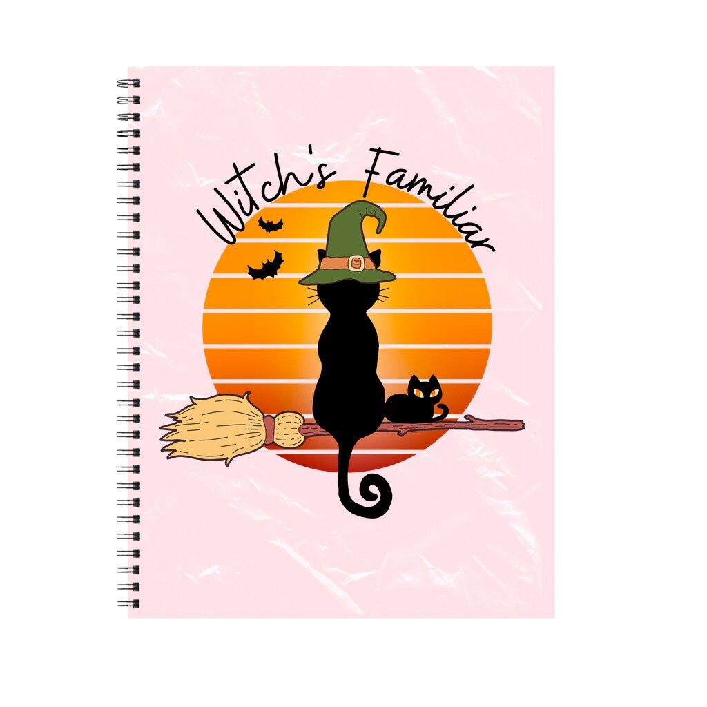 Witch Familiar Cat 8.5" x 11" Hardcover Planner, Magical Manifestation Weekly Monthly journal, 2024 planner, Celestial mystical Planner